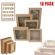10 Pack Kraft Paper Boxes with Window Disposable Cardboard Gift Catering Trays - 20X15X5CM V528-PACKINGBO-LARGE-162249