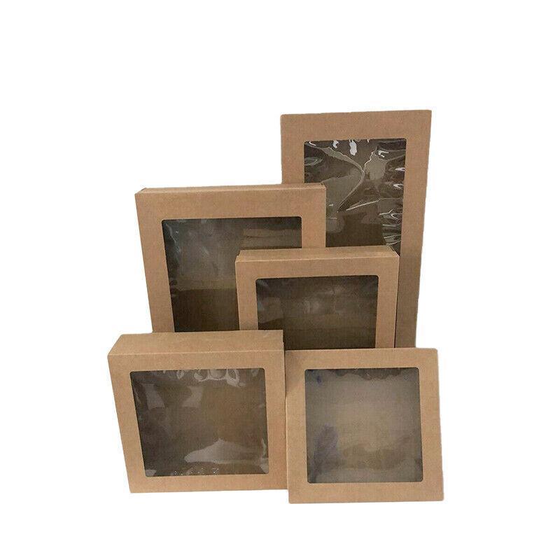 10 Pack Kraft Paper Boxes with Window Disposable Cardboard Gift Catering Trays - 20X15X5CM V528-PACKINGBO-LARGE-162249