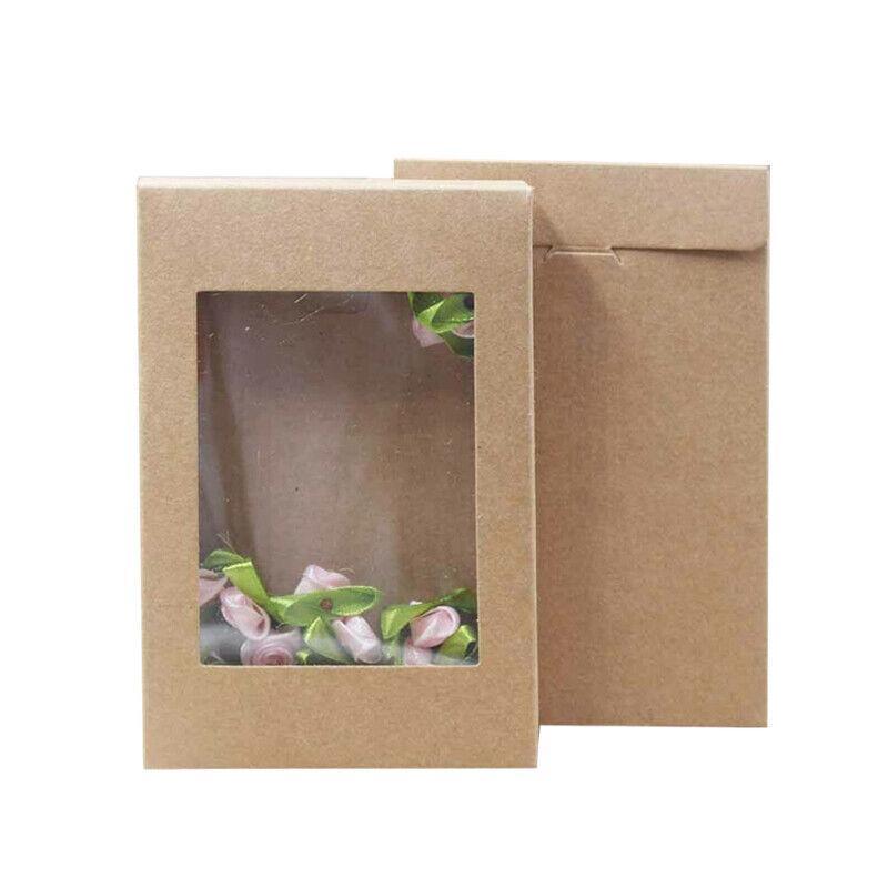 10 Pack Kraft Paper Boxes with Window Disposable Cardboard Gift Catering Trays - 20X15X5CM V528-PACKINGBO-LARGE-162249