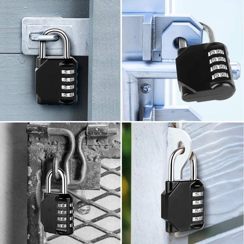 4 Digit Combination Padlock Waterproof Outdoor Number Lock for Gate Locker Toolbox - Black V528-PADLOCKS-BLACK-977840