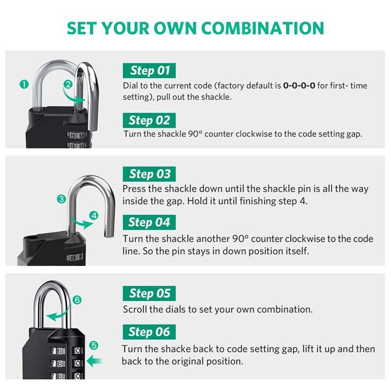 4 Digit Combination Padlock Waterproof Outdoor Number Lock for Gate Locker Toolbox - Black V528-PADLOCKS-BLACK-977840