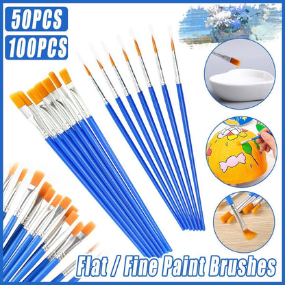 50/100PCS Plastic Flat Tip Hook Line Brushes for DIY Ceramics and Watercolor Painting - 100PCS Mixed V528-PAINTBRUSH-TINE-FLAT-100PCS-620399