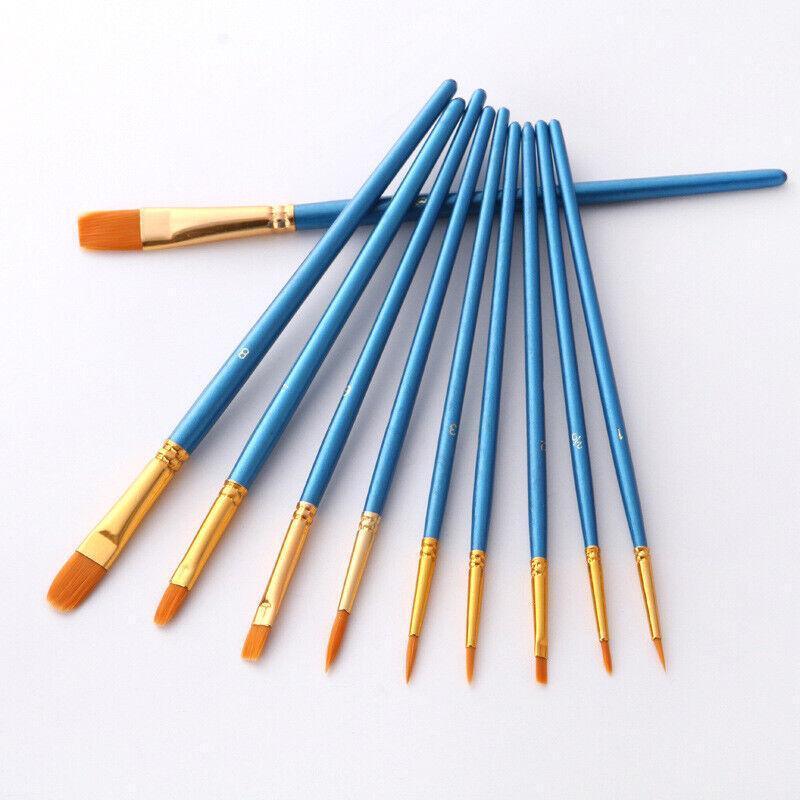10pcs Artist Paint Brush Set Acrylic Oil Watercolour Gouache Painting Supplies - Blue V528-PAINTPENBLUE166843