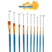 10pcs Artist Paint Brush Set Acrylic Oil Watercolour Gouache Painting Supplies - Blue V528-PAINTPENBLUE166843