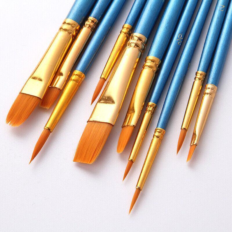 10pcs Artist Paint Brush Set Acrylic Oil Watercolour Gouache Painting Supplies - Blue V528-PAINTPENBLUE166843