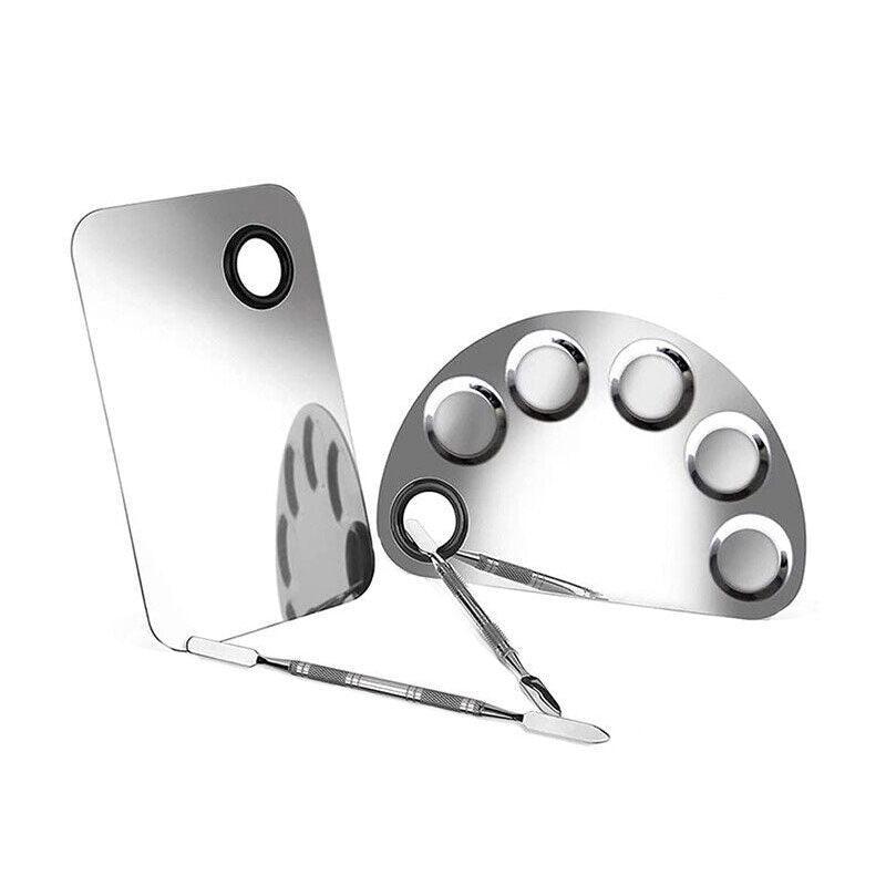 Stainless Steel Cosmetic Face Makeup Palette Spatula Foundation Mixing Tool - Semicircle V528-PALETTE-SEMICIRCLE-16806