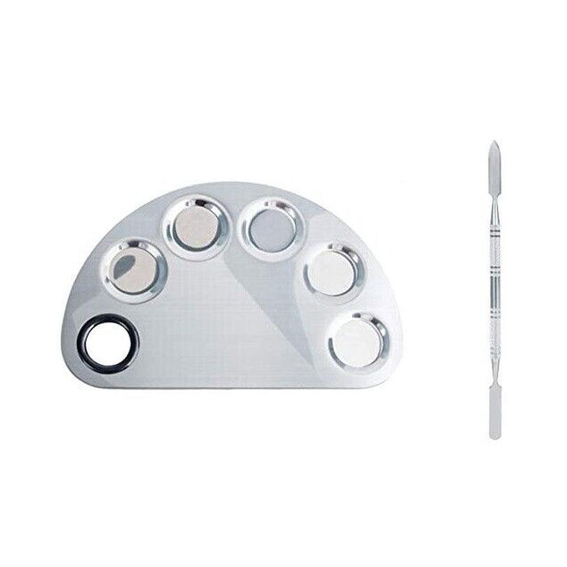 Stainless Steel Cosmetic Face Makeup Palette Spatula Foundation Mixing Tool - Semicircle V528-PALETTE-SEMICIRCLE-16806