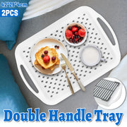 2PCS Rectangular Serving Tray Double Handle Non Slip TPR Kitchen Display Plate V528-PALLET-2PCS-726584