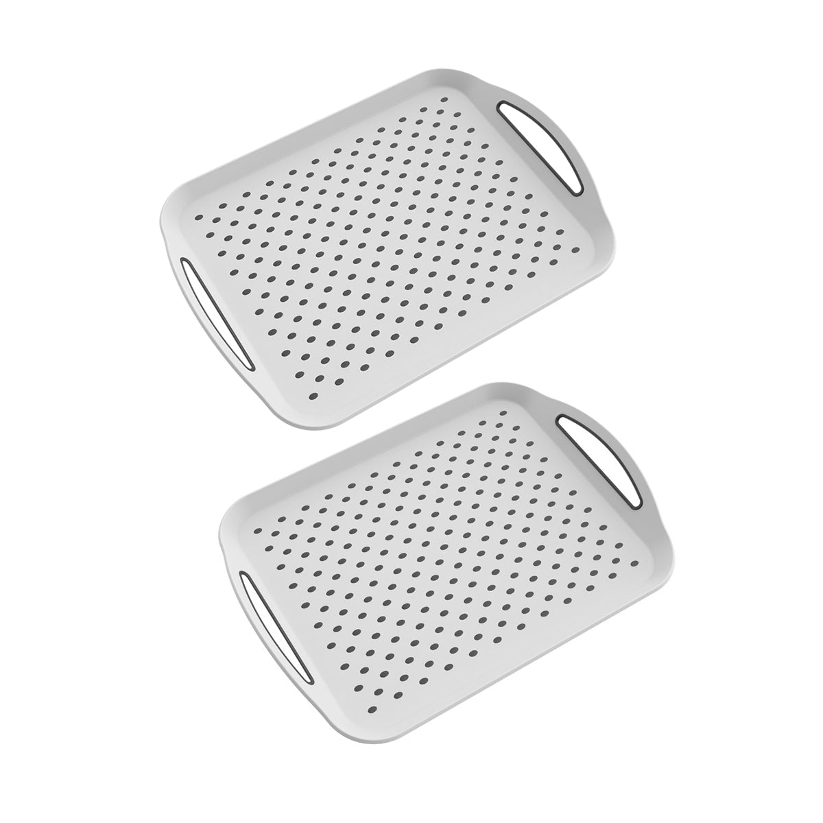 2PCS Rectangular Serving Tray Double Handle Non Slip TPR Kitchen Display Plate V528-PALLET-2PCS-726584