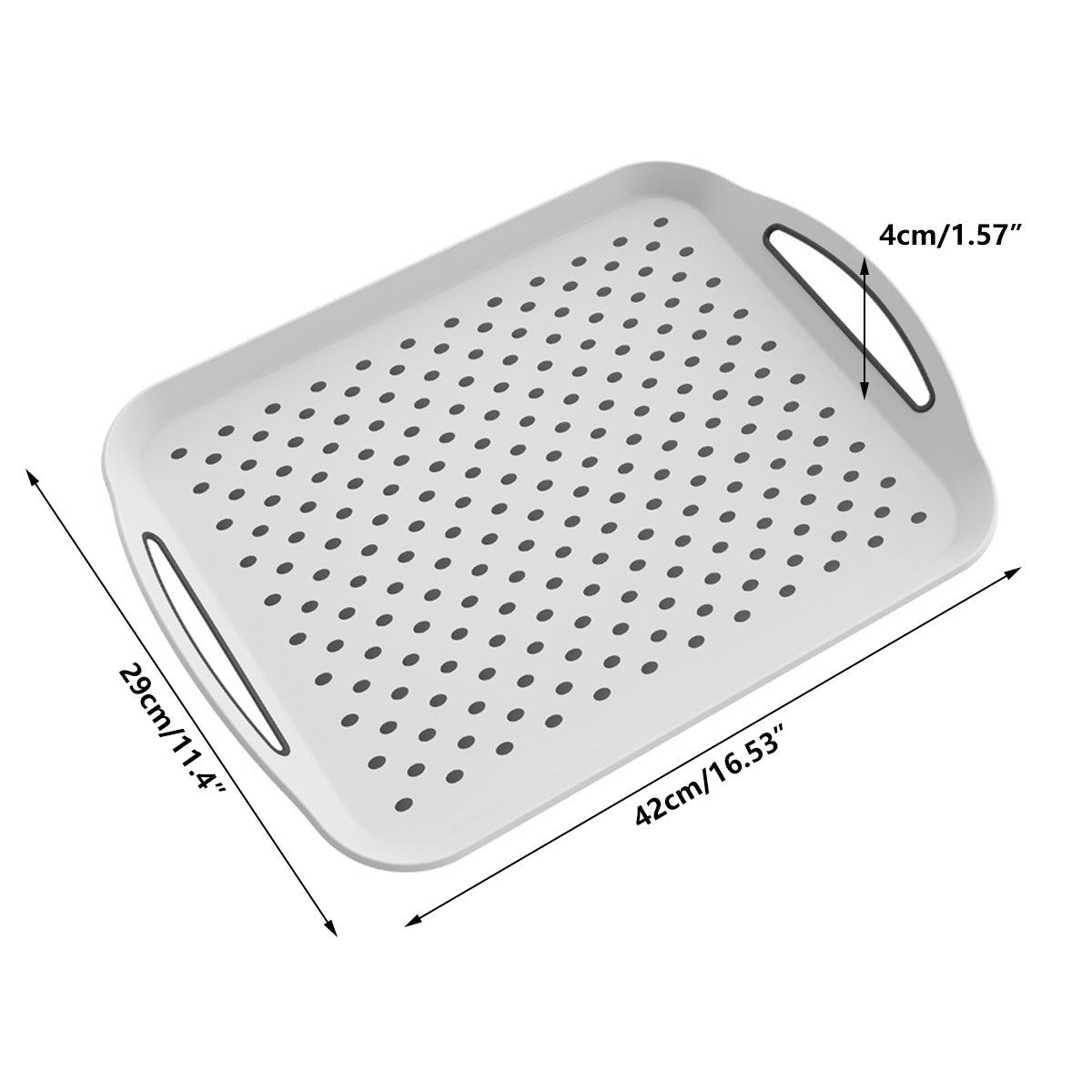 2PCS Rectangular Serving Tray Double Handle Non Slip TPR Kitchen Display Plate V528-PALLET-2PCS-726584