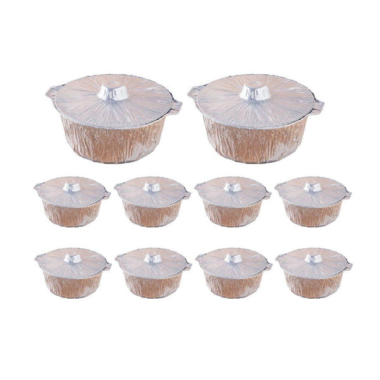 10PCS Duty Aluminum Foil Pots for Hotpot Camping Picnic Tinfoil field cutlery - 4000ml V528-PAN-10PCS-4000ML-173277