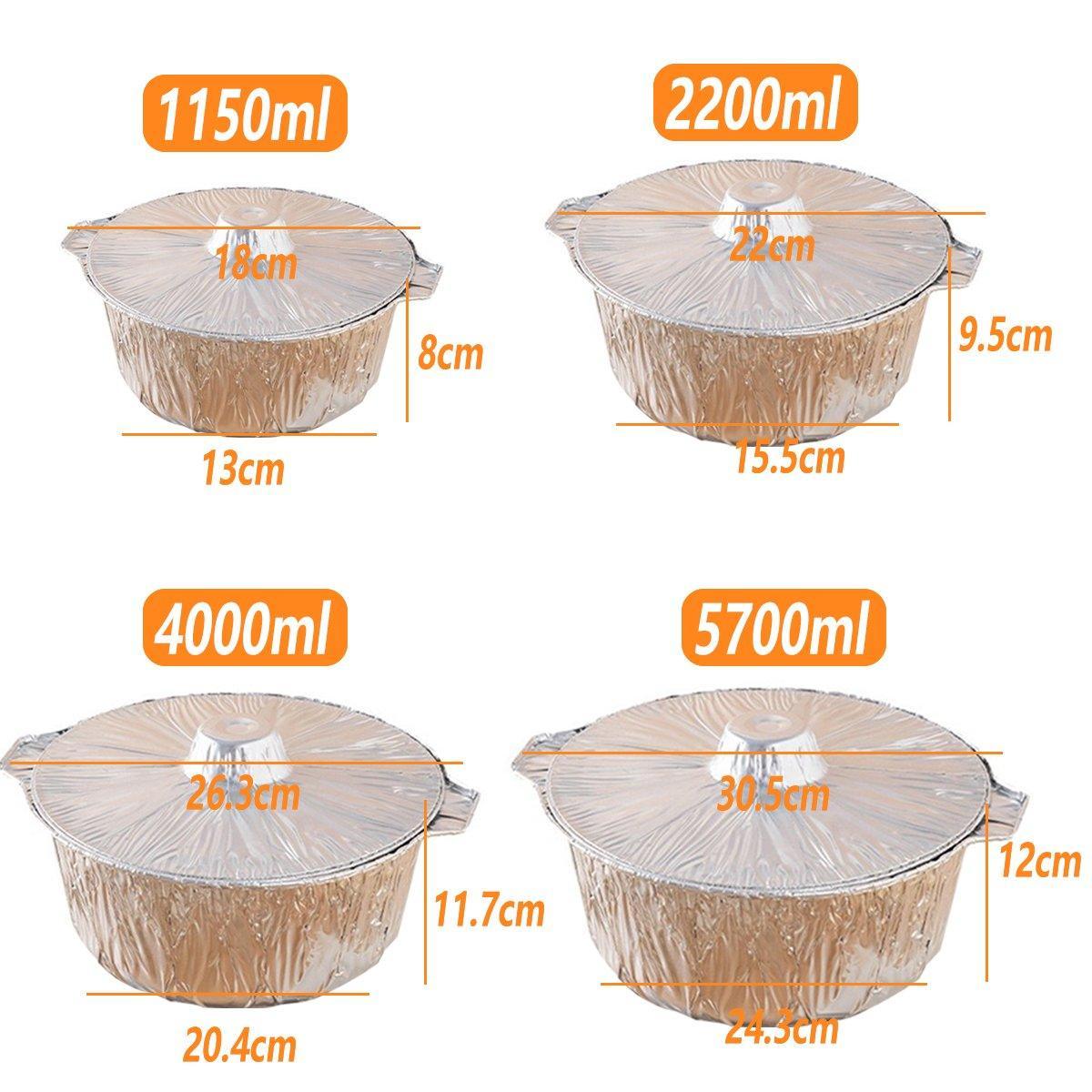 10PCS Duty Aluminum Foil Pots for Hotpot Camping Picnic Tinfoil field cutlery - 4000ml V528-PAN-10PCS-4000ML-173277