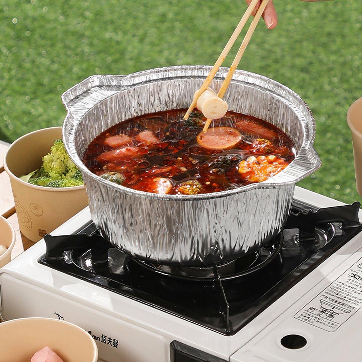 10PCS Duty Aluminum Foil Pots for Hotpot Camping Picnic Tinfoil field cutlery - 4000ml V528-PAN-10PCS-4000ML-173277