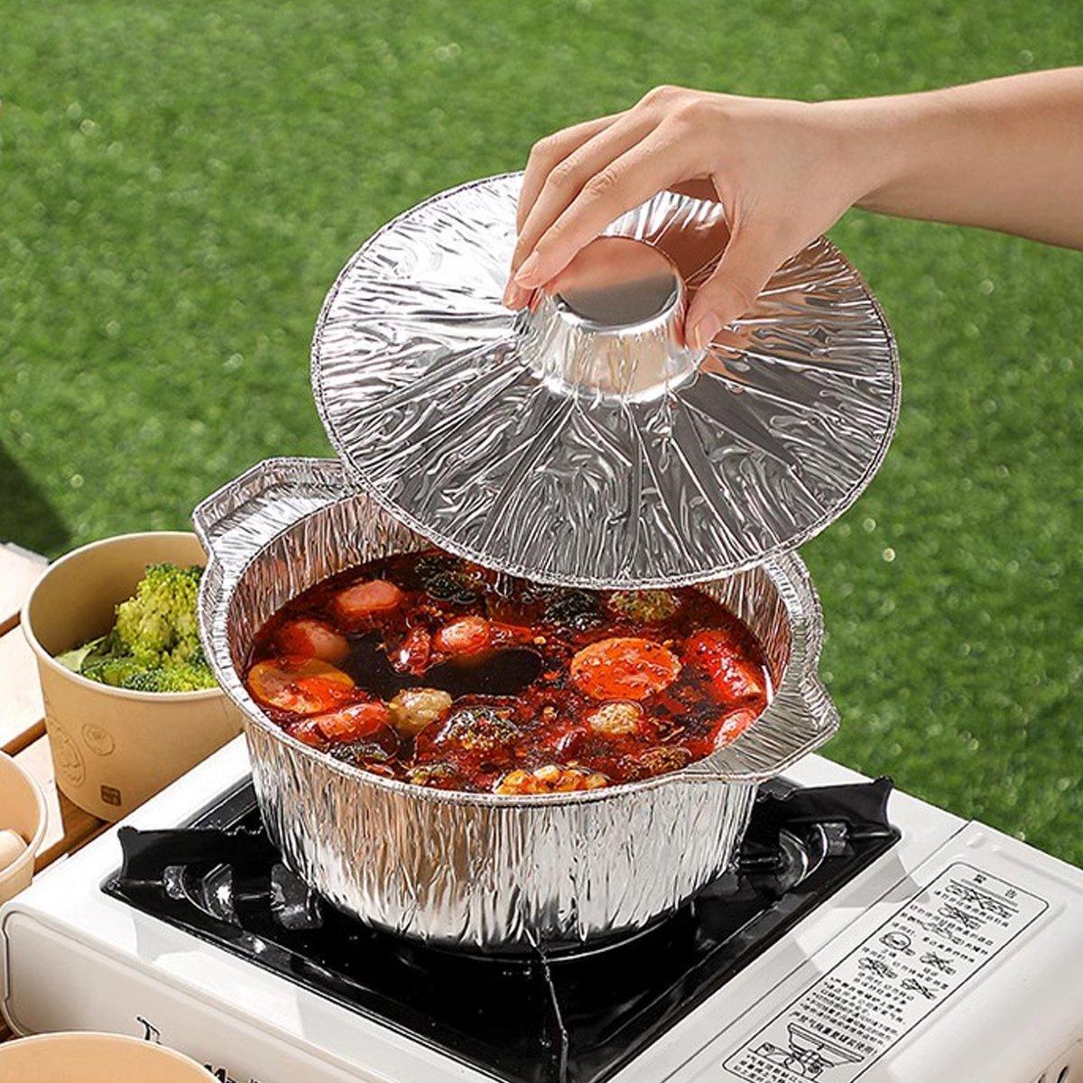 10PCS Duty Aluminum Foil Pots for Hotpot Camping Picnic Tinfoil field cutlery - 4000ml V528-PAN-10PCS-4000ML-173277