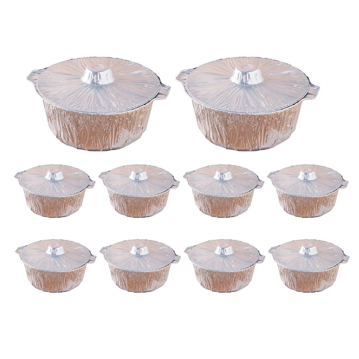 10PCS Duty Aluminum Foil Pots for Hotpot Camping Picnic Tinfoil field cutlery - 4000ml V528-PAN-10PCS-4000ML-173277