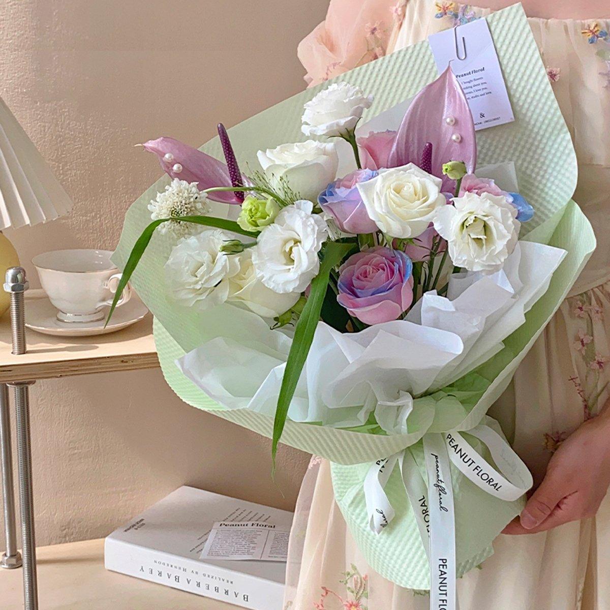 Embossed Paper Convex Flower Wrapping Paper for Floral Shop and Flower Wrapping - White V528-PAPER-5PACKS-WHITE-37512