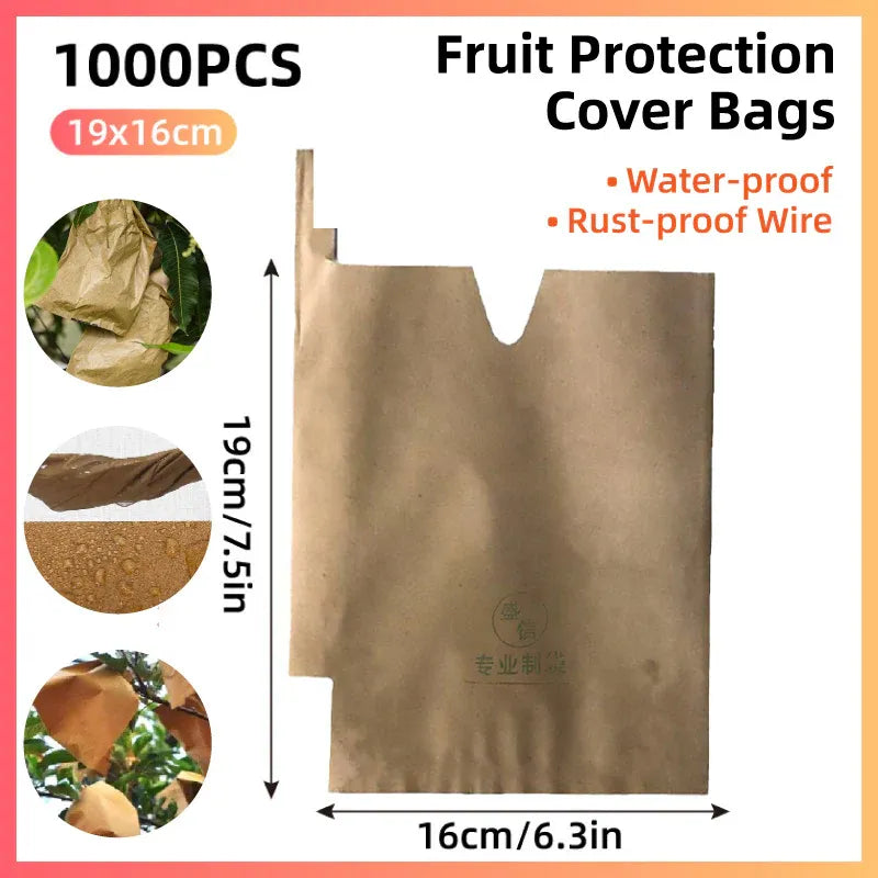 Paper Fruit Bags 100pcs Protective Bagging for Orchard Garden Harvest Storage V528-PAPER-BAG-1000PCS-16-19-638673