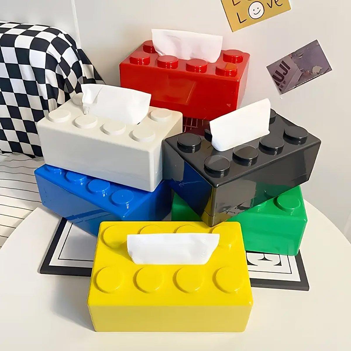 Tissue Box Cover Creative Building Block Cute Napkin Dispenser Holder Home Decor - Blue V528-PAPER-BOX-BLUE-824919