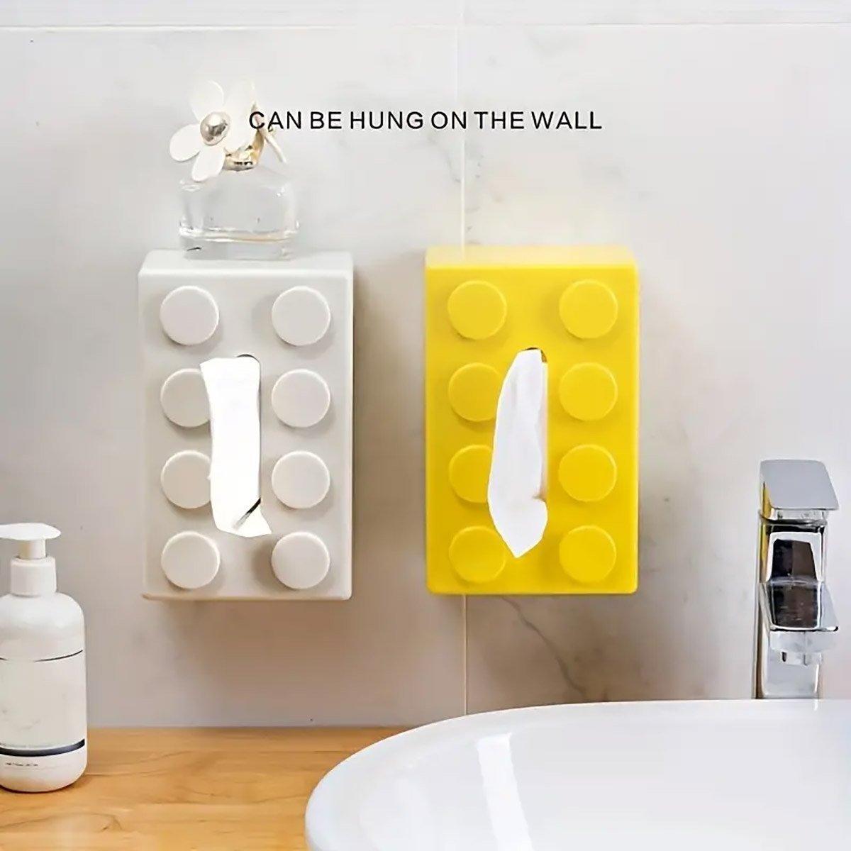 Tissue Box Cover Creative Building Block Cute Napkin Dispenser Holder Home Decor - Red V528-PAPER-BOX-RED-590579