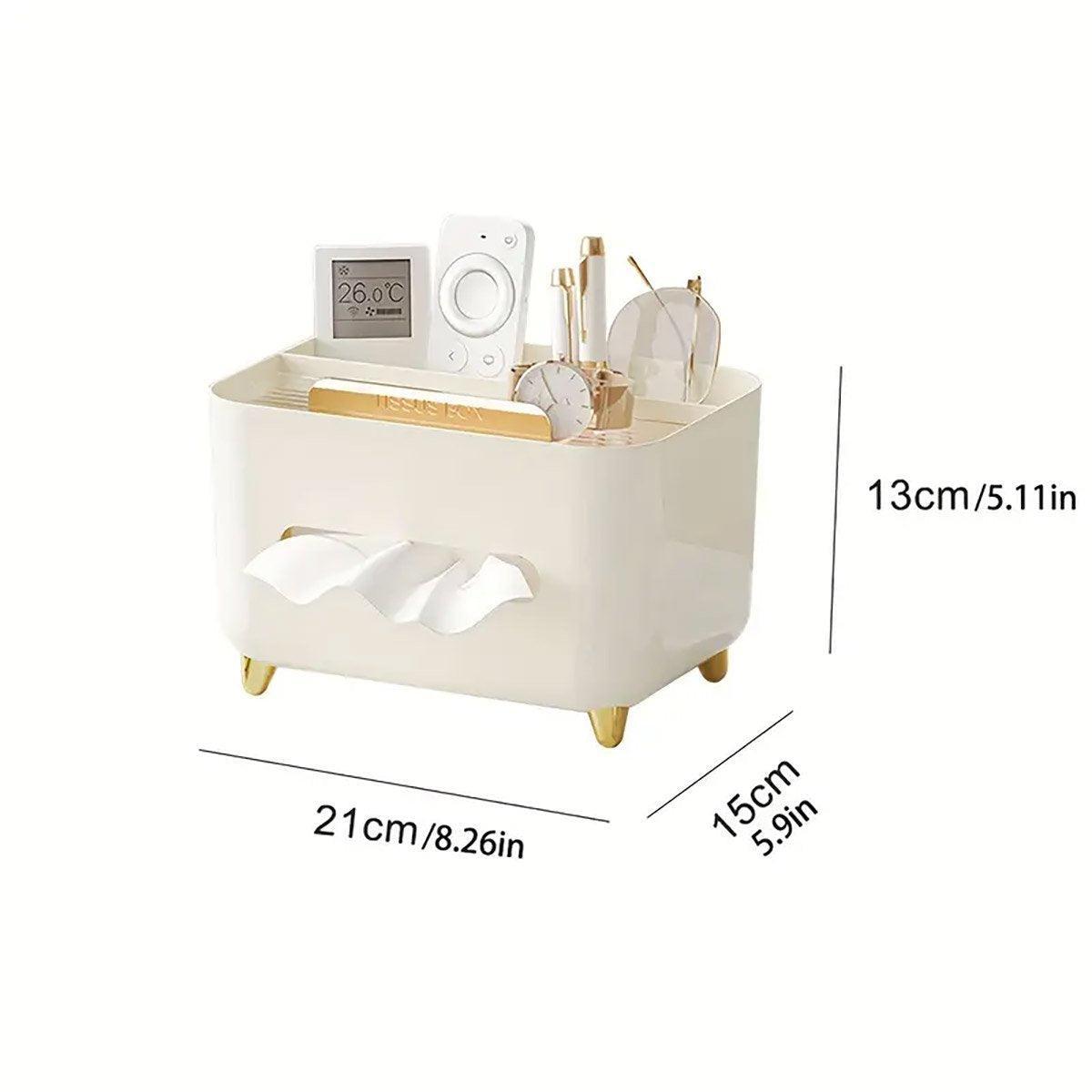 Tissue Box Dispenser Storage Box Napkin Case Remote Control Box Multi-Function - White V528-PAPER-BOX-WHITE-965902