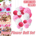 18PCS Pink Spiral Hanging Paper Flower Balls Birthday Party Decoration V528-PAPER-FLOWER-SET-PINK-652354