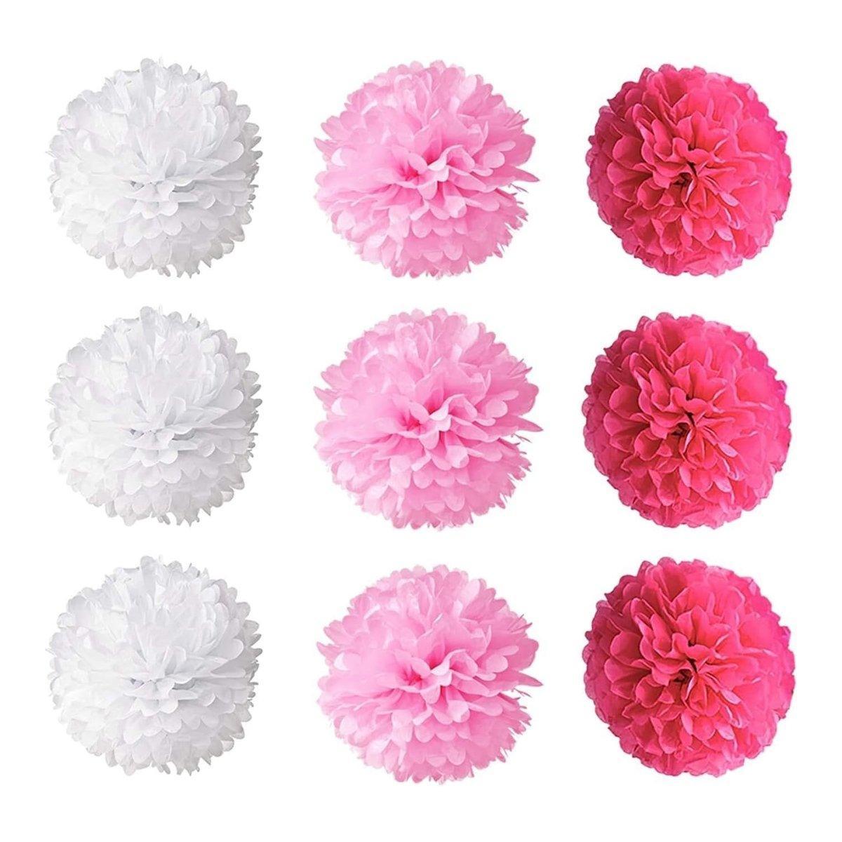 18PCS Pink Spiral Hanging Paper Flower Balls Birthday Party Decoration V528-PAPER-FLOWER-SET-PINK-652354
