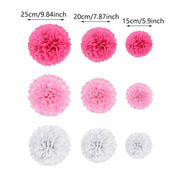 18PCS Pink Spiral Hanging Paper Flower Balls Birthday Party Decoration V528-PAPER-FLOWER-SET-PINK-652354