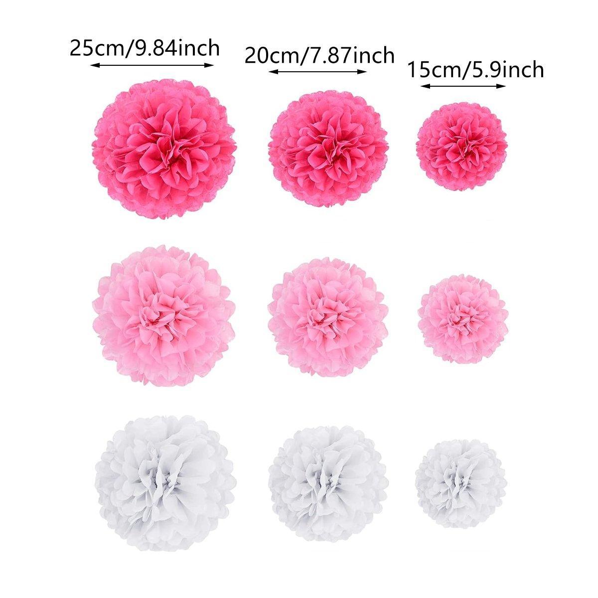 18PCS Pink Spiral Hanging Paper Flower Balls Birthday Party Decoration V528-PAPER-FLOWER-SET-PINK-652354