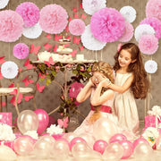 18PCS Pink Spiral Hanging Paper Flower Balls Birthday Party Decoration V528-PAPER-FLOWER-SET-PINK-652354