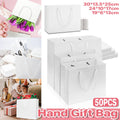 50PCS Kraft Paper Gift Bags Custom Blank Shopping Handbags for Garment Packaging - 13x19x6cm V528-PAPERBAG-WHITE-50PCS-870242