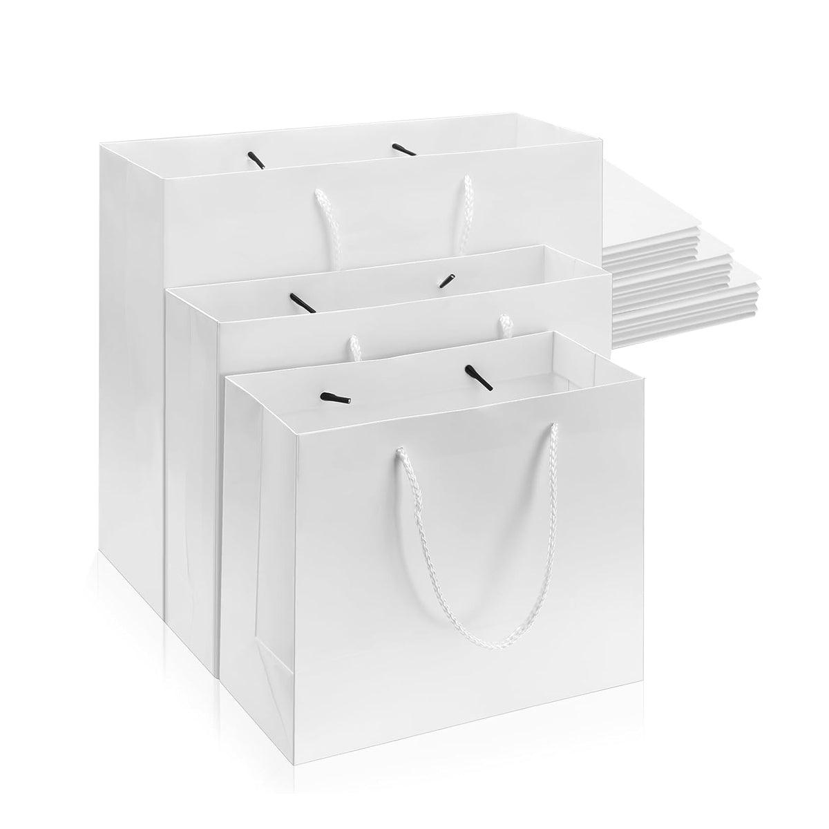 50PCS Kraft Paper Gift Bags Custom Blank Shopping Handbags for Garment Packaging - 13x19x6cm V528-PAPERBAG-WHITE-50PCS-870242