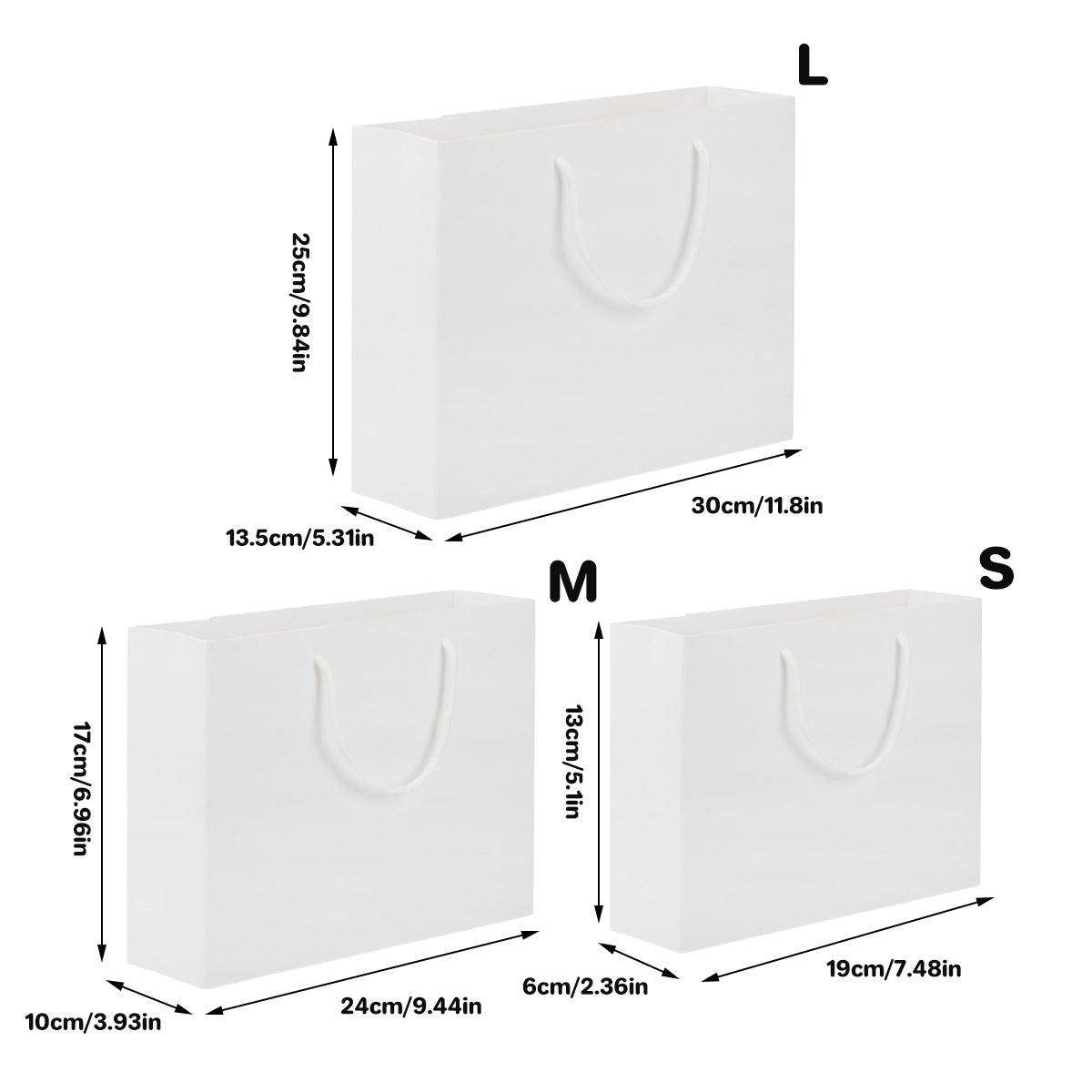 50PCS Kraft Paper Gift Bags Custom Blank Shopping Handbags for Garment Packaging - 13x19x6cm V528-PAPERBAG-WHITE-50PCS-870242