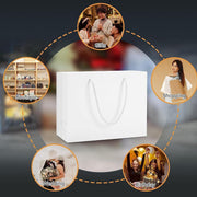 50PCS Kraft Paper Gift Bags Custom Blank Shopping Handbags for Garment Packaging - 13x19x6cm V528-PAPERBAG-WHITE-50PCS-870242