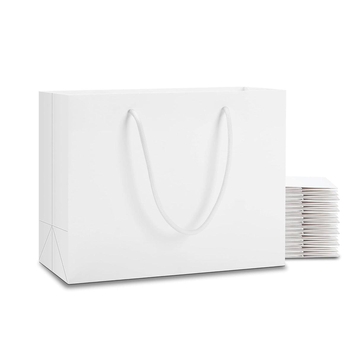50PCS Kraft Paper Gift Bags Custom Blank Shopping Handbags for Garment Packaging - 13x19x6cm V528-PAPERBAG-WHITE-50PCS-870242