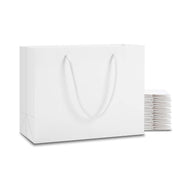 50PCS Kraft Paper Gift Bags Custom Blank Shopping Handbags for Garment Packaging - 13x19x6cm V528-PAPERBAG-WHITE-50PCS-870242