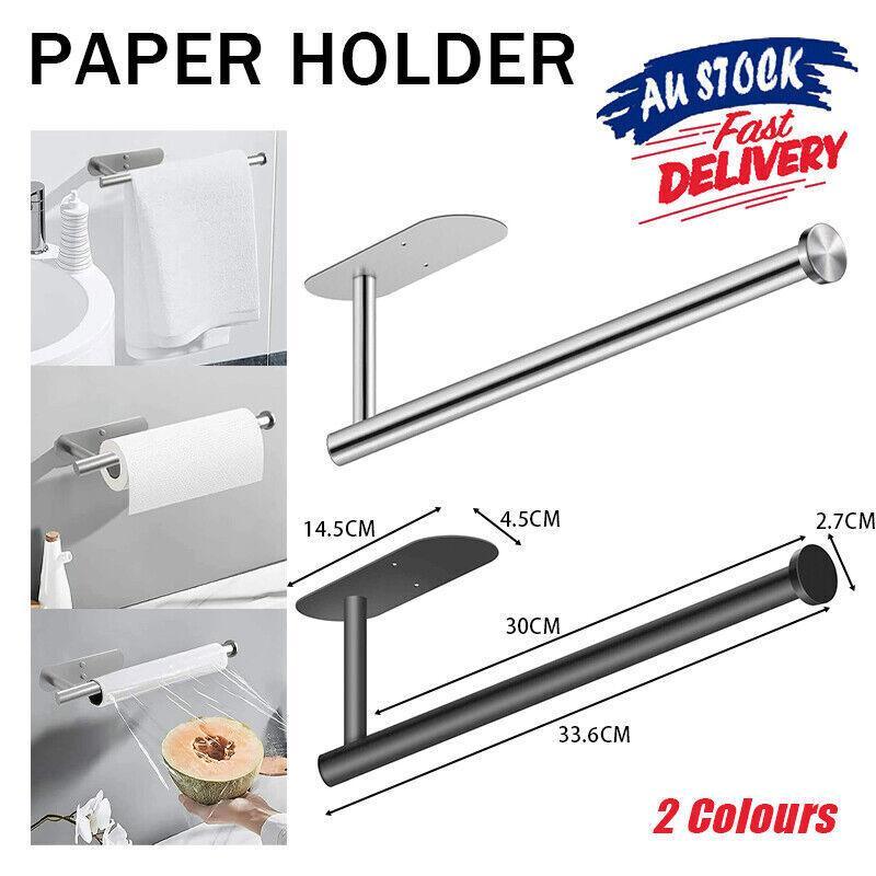 Kitchen Hanger Paper Roll Cabinet Towel Holder Organizer Rack Shelf Wall Adhesive - Silver V528-PAPERTOWELHOLDER-SILVER-48344