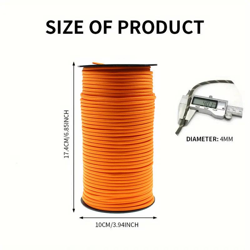 100m Paracord Outdoor Camping Binding Braided Rope Survival Gear Hiking Rope - Orange V528-PARACORD-ORANGE-330323