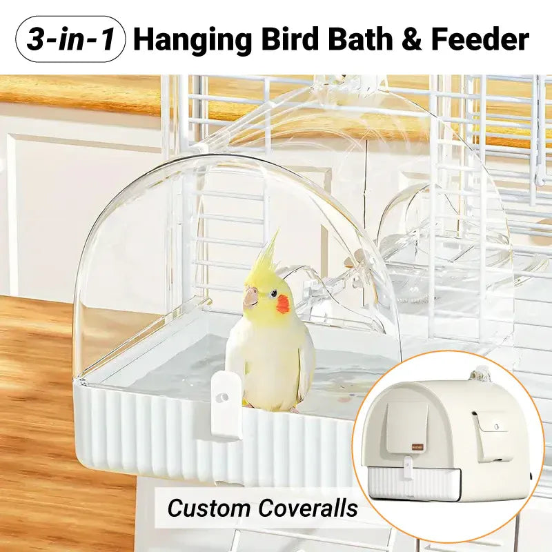 3in1 Parrot Bath Basin Bird Bathtub Cage or Accessory Pet Bird Feeder Water Bowl - Bathroom V528-PARROT-BATHROOM-407023