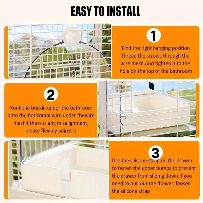 3in1 Parrot Bath Basin Bird Bathtub Cage or Accessory Pet Bird Feeder Water Bowl - Bathroom V528-PARROT-BATHROOM-407023