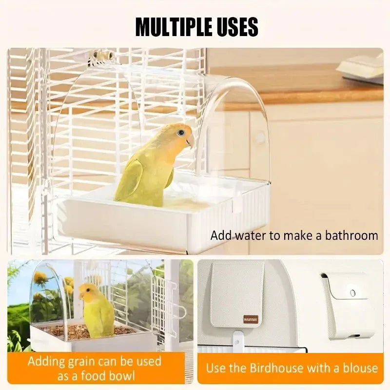 3in1 Parrot Bath Basin Bird Bathtub Cage or Accessory Pet Bird Feeder Water Bowl - Bathroom V528-PARROT-BATHROOM-407023