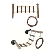 Wooden Parrot Stand Climbing Ladder Swing Toy for Birds Cage Play Accessories - Nut Washer Fixed Type V528-PARROT-STAND-GDK-394833