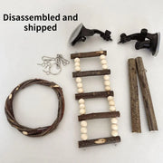 Wooden Parrot Stand Climbing Ladder Swing Toy for Birds Cage Play Accessories - Nut Washer Fixed Type V528-PARROT-STAND-GDK-394833