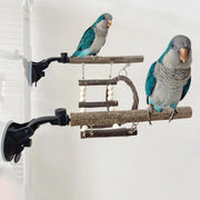 Wooden Parrot Stand Climbing Ladder Swing Toy for Birds Cage Play Accessories - Nut Washer Fixed Type V528-PARROT-STAND-GDK-394833
