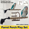 Wooden Parrot Stand Climbing Ladder Swing Toy for Birds Cage Play Accessories - Suction Cup Type V528-PARROT-STAND-XPK-401811