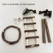 Wooden Parrot Stand Climbing Ladder Swing Toy for Birds Cage Play Accessories - Suction Cup Type V528-PARROT-STAND-XPK-401811