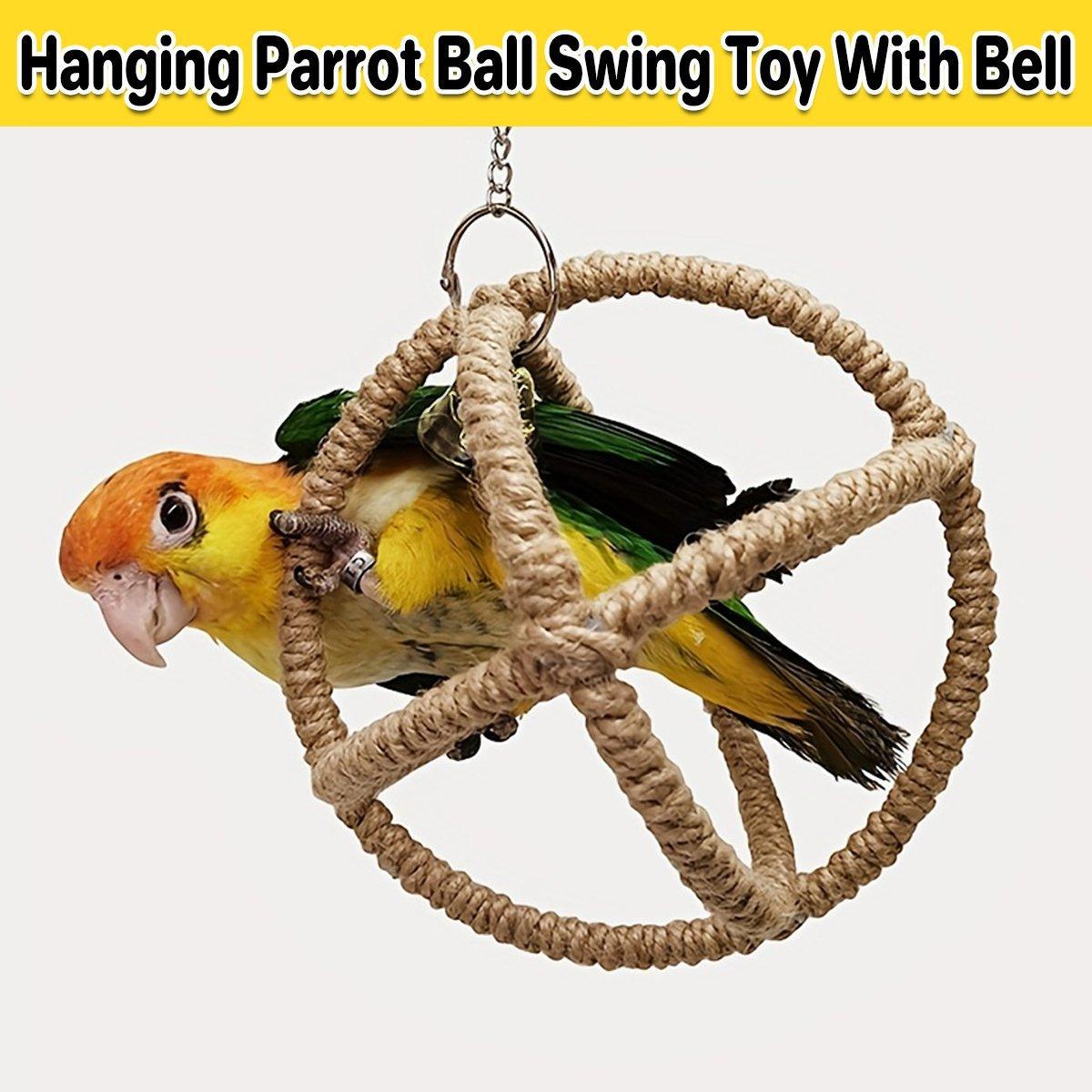 Interactive Parrot Toys Nibbling Balls Hoop Swing Bird Chew Play Activity V528-PARROT-TOY-17CM-931815