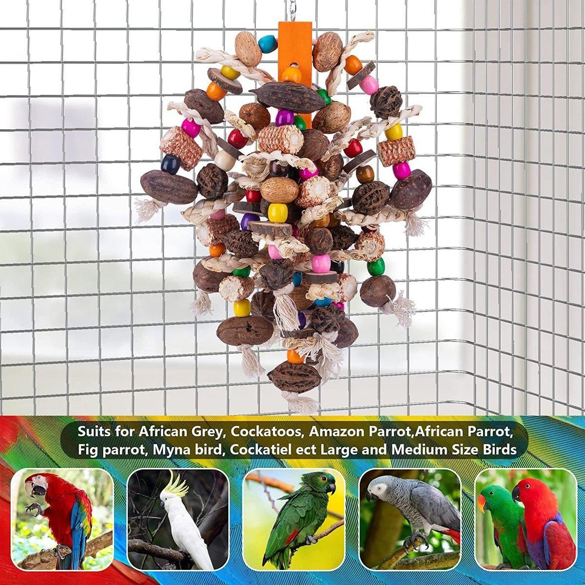 Colourful Parrot Toy Chew Corn Cob Fun Toy for Birds Safe Natural Playtime V528-PARROT-TOY-405332