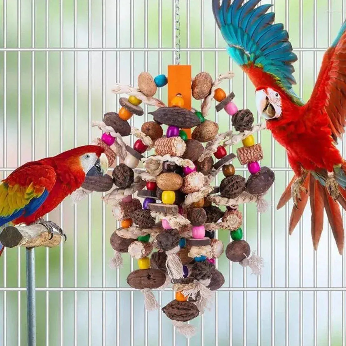 Colourful Parrot Toy Chew Corn Cob Fun Toy for Birds Safe Natural Playtime V528-PARROT-TOY-405332