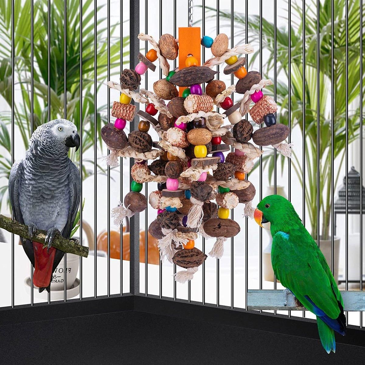Colourful Parrot Toy Chew Corn Cob Fun Toy for Birds Safe Natural Playtime V528-PARROT-TOY-405332