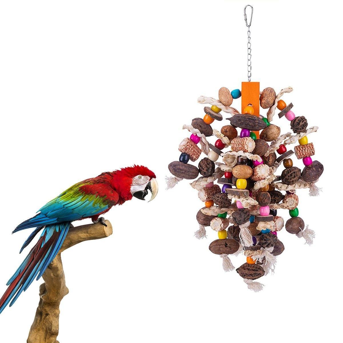 Colourful Parrot Toy Chew Corn Cob Fun Toy for Birds Safe Natural Playtime V528-PARROT-TOY-405332